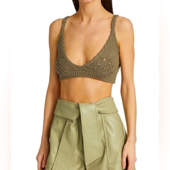 NWT JONATHAN SIMKHAI Cora Directional Rib Bralette Olive Sz. L - Picture 1 of 12